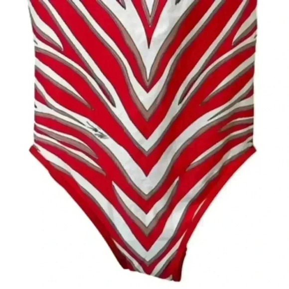 NEW Michael Kors 1 Piece Racerback Red Striped Swimsuit Women’s Sz 10‎ NWT - Picture 11 of 11